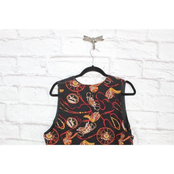 Spenser Jeremy Black Multicolor Print Lined Silk Vest Size L - Picture 6 of 10